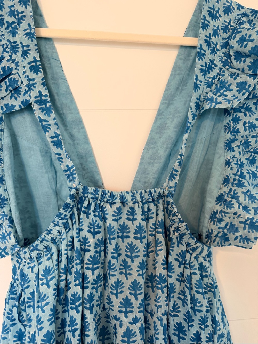 Oliphant Blue Botanical Print Ruffle Sundress - Picture 5 of 6